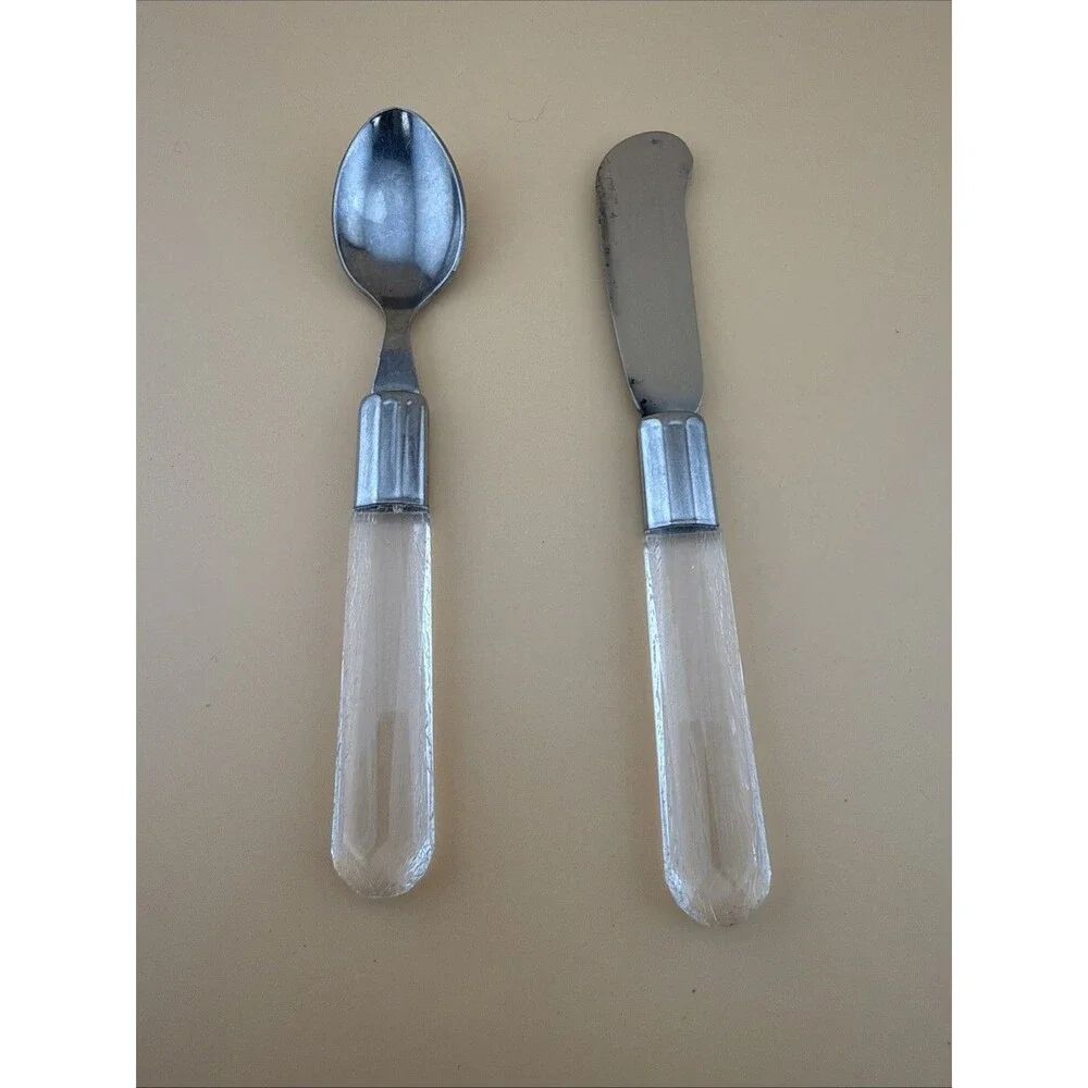 Vtg Spreader And Spoon Lucite Handle Stainless Taiwan